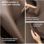 Universal 15 Inch Premium Nappa Leather Steering Wheel Cover - Non-Slip, Soft Comfortable Grip, Easy Install for Most Cars (Mocha Brown)