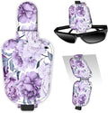 Leather Magnetic Sunglass Holder for Car Sun Visor, Cute Eyeglass Ticket Card Hanger Clip, Universal Auto Interior Accessories for SUV Pickup Truck Purple Floral