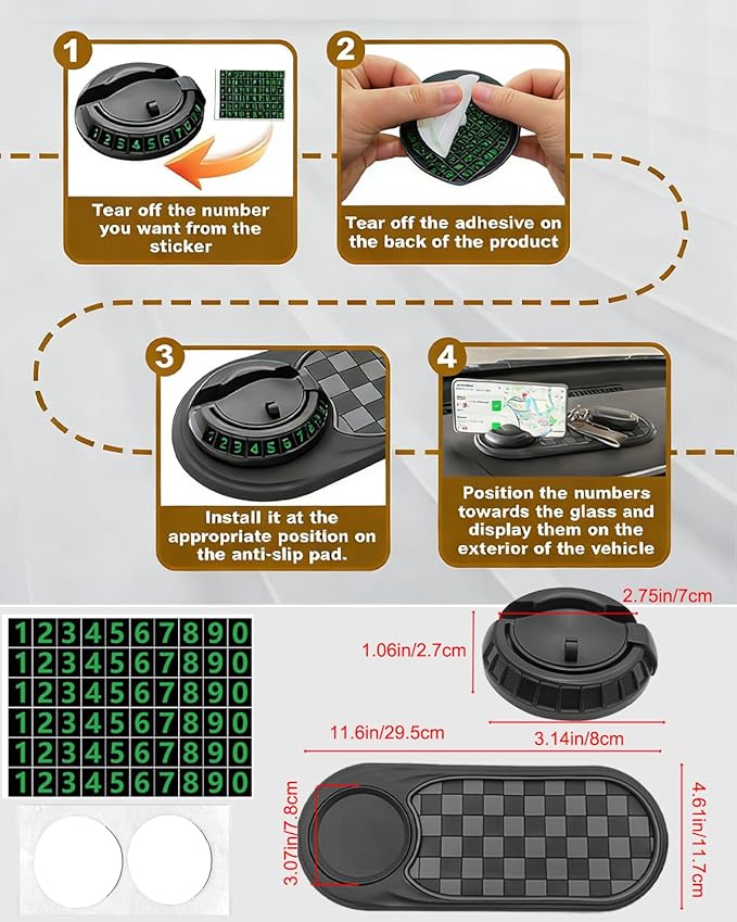 Multi-Functional Support Anti-Slip Pad for Car, 360° Rotating Gel Pad Car Dashboard Cell Phone Holder, Universal Navigation S