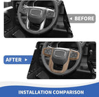Steering Wheel Trim Cover Compatible with GMC-Sierra 1500 2019-2025 & GMC-Sierra 2500HD/3500HD 2020-2024, for GMC-Yukon 2021-2024, Wood Grain