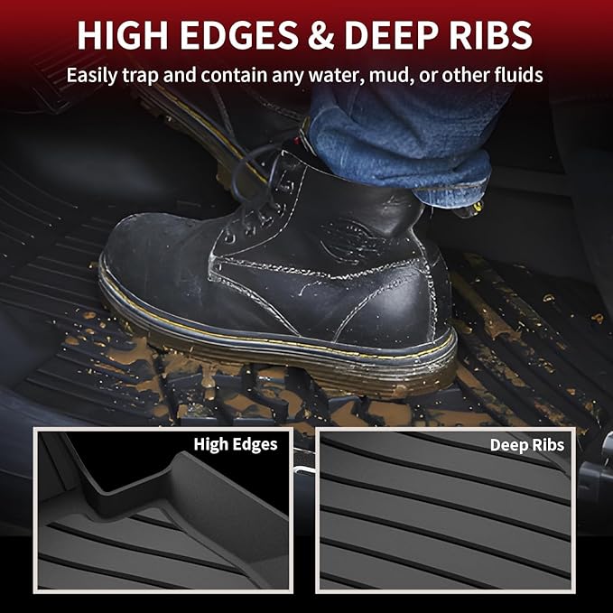 LASFIT Floor Mats & Cargo Liner for BMW 5 Series G30 2017-2023, Custom Fit TPE All Weather Easy to Clean Durable No-curling Full Set Car Liners for BMW 530i 540i M550i 540d xDrive, Black(Not for PHEV)