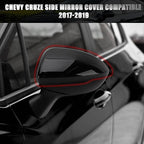 Left Driver Side Mirror Cover Caps Compatible with Chevrolet Chevy Cruze 2017 2018 2019 Replacement Rear view Mirrors Trim (Bright Black)