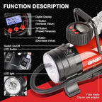 DNA Motoring 12 V 125 PSI LED Flash Light Air Pump Portable Air Compressor Inflator for Cars, Bikes and Balls (TOOLS-00083)