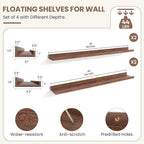 Fun Memories Picture Ledge Shelf, Floating Shelves Set of 4, 40 Inch Picture Shelves for Wall with Ledge, Large Nursery Book 