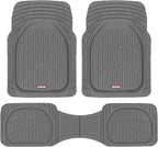 Motor Trend FlexTough Floor Mats for Cars, Gray Deep Dish All-Weather Mats, Waterproof Trim-To Fit Automotive Floor Mats for Trucks SUV, Universal Liner Car Accessories