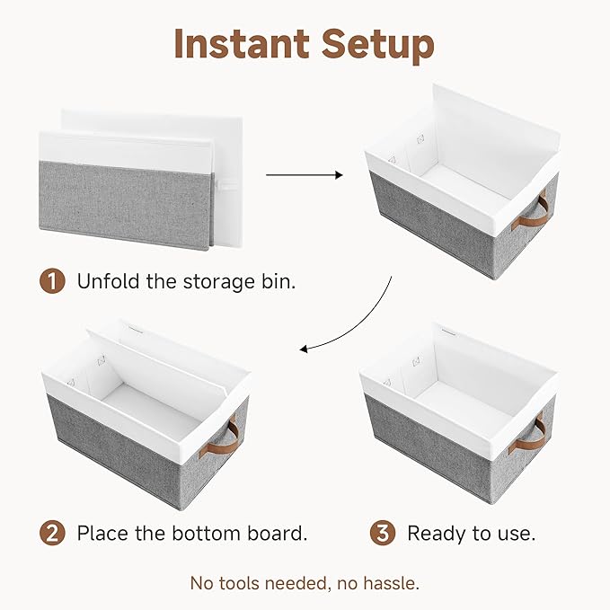 StorageWorks Fabric Shelf Baskets, Closet Organizers and Storage Basket, Foldable Storage Bins for Shelves, Clothes Storage B