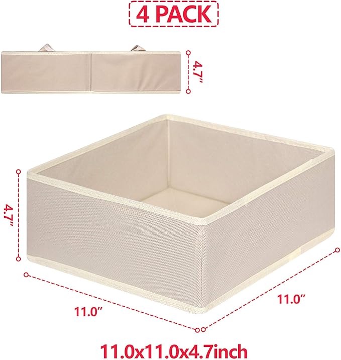 DIOMMELL 4 Pack Foldable Cloth Storage Box Closet Dresser Drawer Organizer Fabric Baskets Bins Containers Divider for Clothes