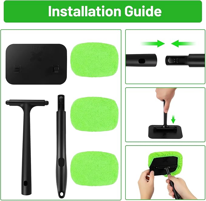 XINDELL Grip 22” Microfiber Car Window Cleaning Tool – Dash & Windshield Brush with Ergonomic Handle, Reusable Pads for Inter