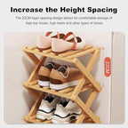 YYW Bamboo Shoe Rack for Entryway, Free Free Standing Shoe Racks Shelf Closet, Widen Foldable Vertical Shoe Storage Organizer