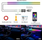 Interior Car LED Strip Lights, RGB 2 in 1 Dynamic Dreamcolor Chasing Acrylic LED Lights for Car, USB Powered Ambient Lighting Kits with Wireless APP, Sound Active Function Car Neon Lights (2 in 1)