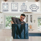 CleverMade Tall Frakta Reusable Grocery Tote - 42L - Pack of 2 - Ocean Blue - Collapsible Storage Shopping Organizer - Heavy 