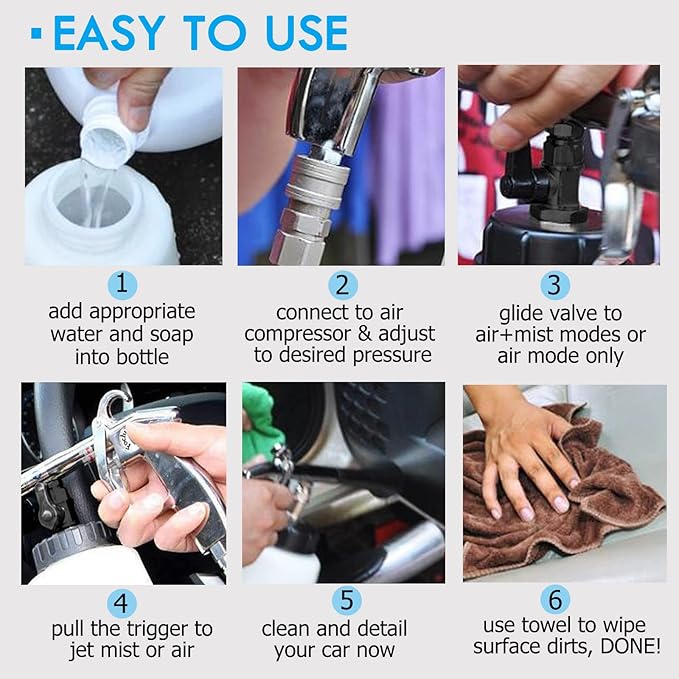 Car Detailing Kit Car Interior Cleaner Turbo Car Cleaning Gun Pro & at Home Interior Car Cleaning Supplies Kit for Upholstery