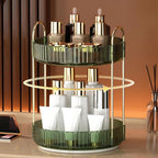 YCIA&DONE 360 Rotating Makeup Organizer and Storage for Vanity Countertop 2 Tiers, High Capacity Cosmetic Skincare Perfume Or