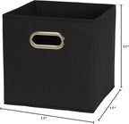Household Essentials Foldable Fabric Storage Bins 6 Piece Set, Strong Poly-Woven Fabric, Sturdy Chipboard Sides, Grommet Fron