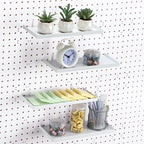 Lineshading 4 Pcs Pegboard Shelves, 12 x 5 Inch Metal Shelf Brackets Pegboard Tray Accessories Wall Organizer for Craft Room 