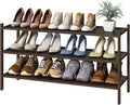 kiplant 3-Tier Long Shoe Rack, Bamboo Wood Shoe Rack for Entryway, Stackable | Foldable | Natural, Shoe Organizer for Hallway