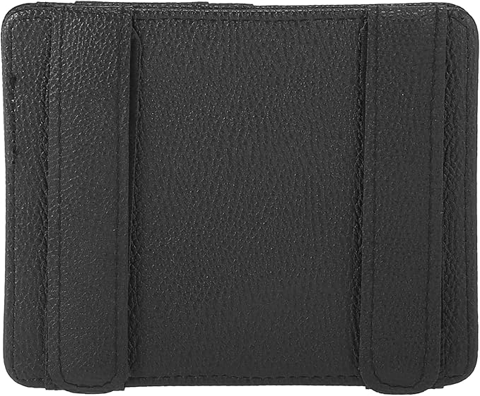 X AUTOHAUX Car Sun Visor Clip Organizer Tissue Paper Box Sunglasses Holder PU Leather Pocket Storage Pouch Bag for Card License Registration Auto Interior Black
