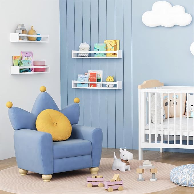 Forbena 24 Inch Wall Bookshelf for Kids Bedroom Set of 4, White Floating Nursery Book Shelves for Baby Toddler Children Girls