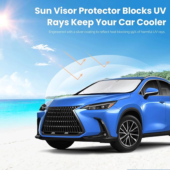 Custom Fit NX NX250 Windshield Sunshade for 2015-2022-2024 2025 Lexus NX350 NX350h NX450h NX300h/NX300/NX200t Accessories Front Window Shades Cover for Windshield 210T Sun Visor Protector Block Heat