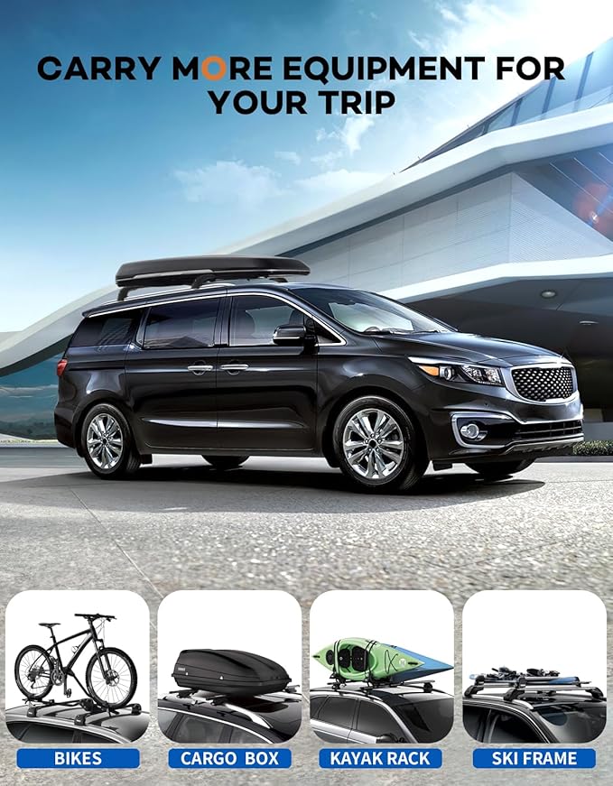 Roof Rack Cross Bars 220lbs Compatible with Kia Sedona 2015-2021,Heavy Duty Aluminum Lockable Roof Rails Crossbars Cargo Canoe Black Rooftop Cargo Carrier Luggage.