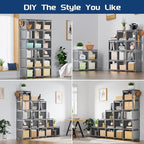 Mavivegue Book Shelf, 18 Cube Storage Organizer, DIY Bookcase, Metal Cube Bookshelf, Cubbies Closet Storage Organizer Shelves