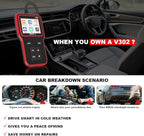 Car OBD2 Scanner Diagnostic Tool, Professional Auto OBD II Check Engine Fault Code Reader with Reset, Vehicles Live Data