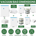 Vacuum Storage Bags,30Pack Vacuum Seal Bags for Clothing,Travel,Clothes,Comforters,Blankets,Pillows-6 Jumbo+6 Large+6 Medium+