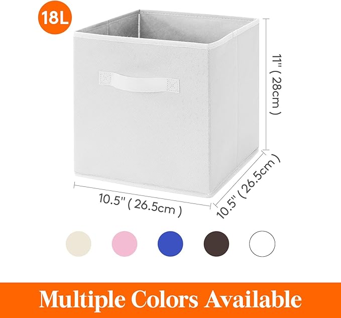 Lifewit Storage Cubes, Foldable Decorative Fabric Storage Baskets for Organizing Home Organizers with Handles for Shelves, Cl