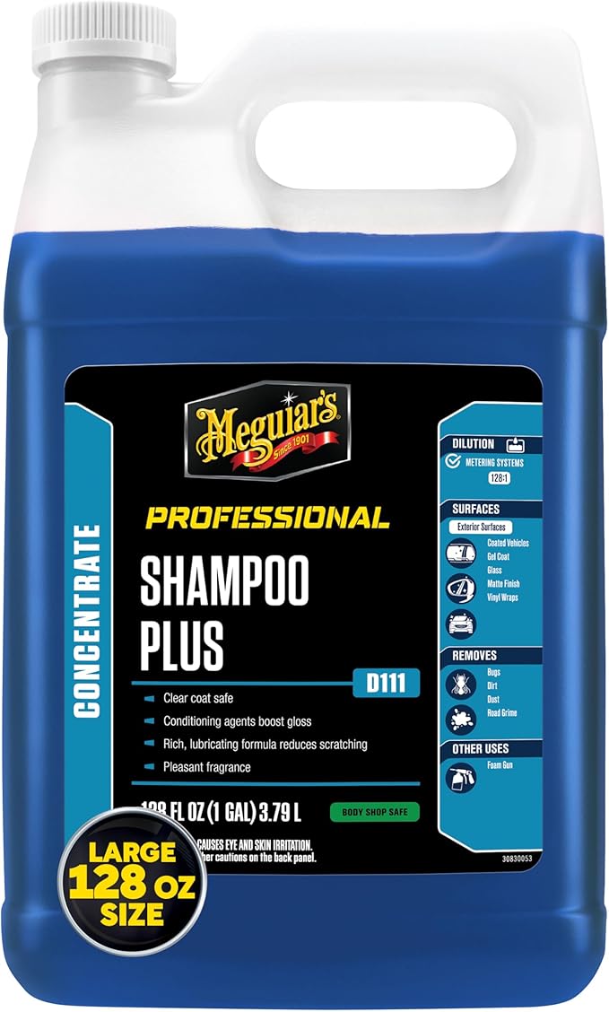Meguiar's Shampoo Plus, Lubricating Car Wash Soap Lifts Dirt and Grime Off Car Surfaces, Cleans Paint Without Swirling or Scr