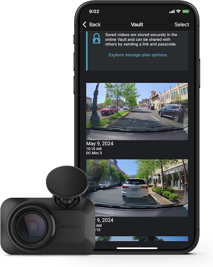 Garmin Dash Cam™ Mini 3, Ultracompact 1080p HD Dash Cam with a 140-degree Field of View, Built in Clarity™ Polarizer, Voice C