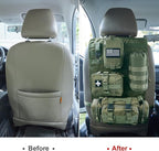 Universal Tactical Car Seat Back Organizer Bag - Molle Vehicle Organizers Panel with 4 Detachable Pouches (Military Green)