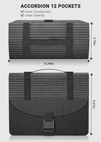 TOPCJ Expanding File Folders with Handle,Accordion File Organizer 13 Expandable Pockets,Portable Filing Box,Adjustable Suppor
