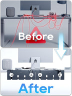 NODOCA No Drill Under Desk Cable Management Tray, 17'' Wire Management, Punch-Free Clamp on, Metal Cable Tray, Wire Organizer