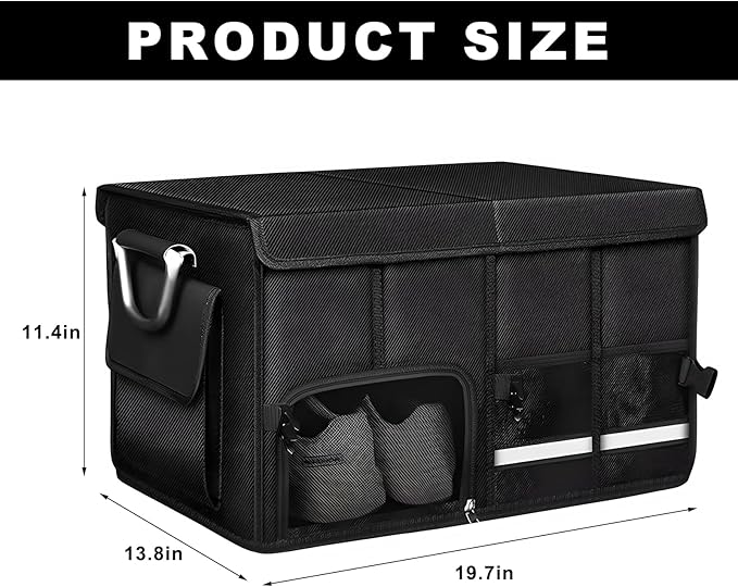 Car Trunk Organizer, 52L Collapsible Car Storage Waterproof Trunk Organizer with Lid & Handle, Multi Compartment Oxford Cargo