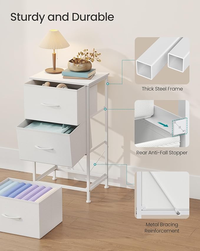 SONGMICS Dresser for Bedroom, Chest of Drawers, Steel, MDF, 3 Non-Woven Fabric Drawers, Storage Organizer Unit, Closet, Entry