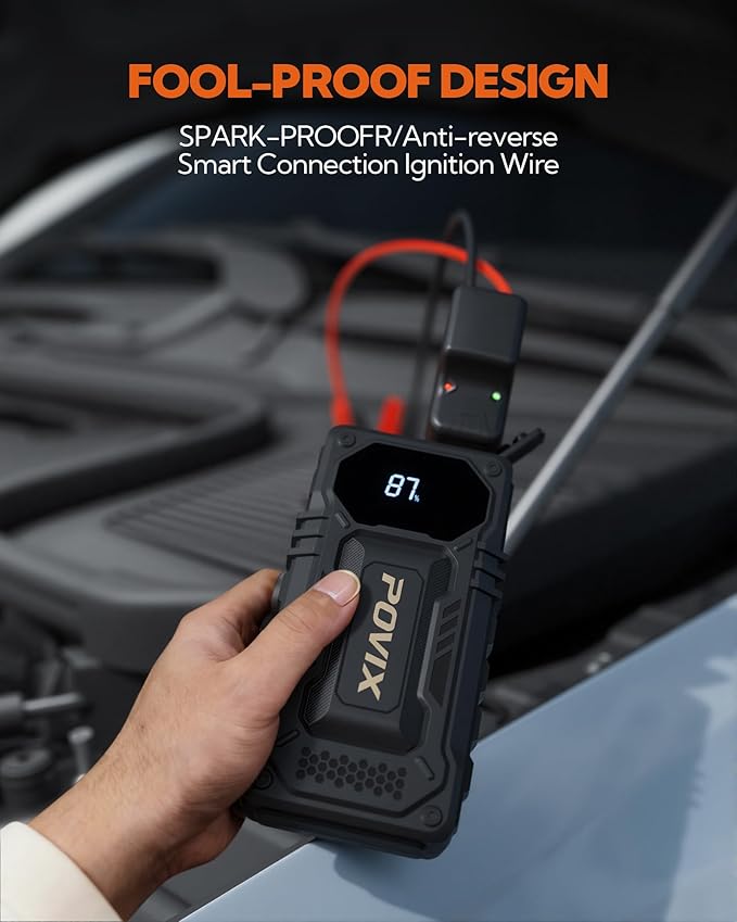 Car Battery Jump Starter,Jump Box 10000mAh Jumper Starter Battery Pack for 12V Vehicle,Battery Booster with 3 Modes Flashlight and Smart Jumper Cable,Type C Charge,Travel Emergency kit
