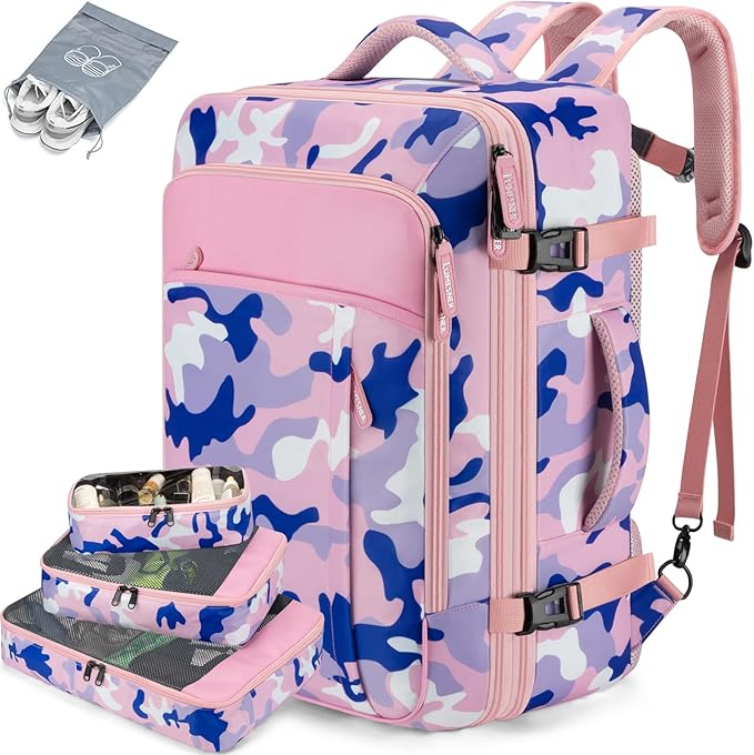 Lumesner Carry on Travel Backpacks, Extra Large 40L Flight Approved for Men & Women,Expandable Suitcase backpack (Camouflage 