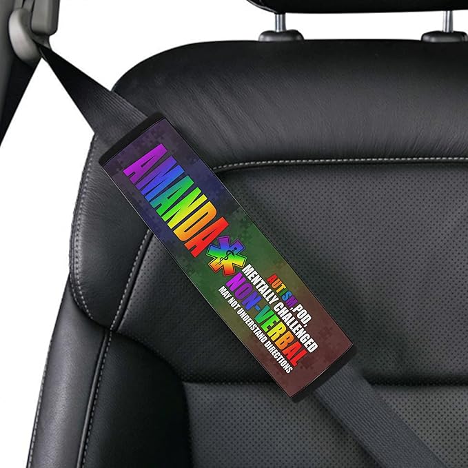 Autism POD Non Verbal Colorful Autism Awareness Seat Belt Cover for Kid Family Special Need Autistic Medical Alert Car Cushion Cover Support Autism Gift Personalized Name 40