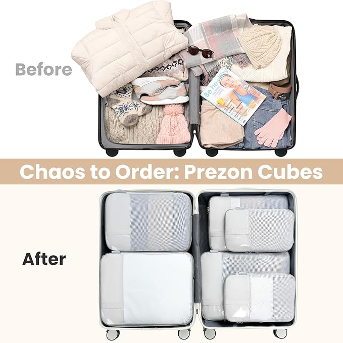 Compression Packing Cubes for Travel, Lightweight Vacation Travel Essentials, Travel Accessories for Suitcase Organizer Bags 