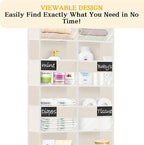 Over the Door Organizer, 5-Tier Extra Large Storage with 10 Pockets and PVC Label Pouches, 80 lbs Capacity Hanging Closet Org