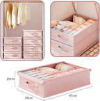 2 Pack Drawer Organizer Dividers with Lid, 17 Cell Underwear Organizer for Closet Organizers and Storage Boxes, Foldable Ward