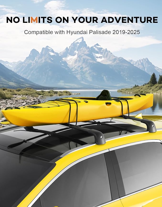 Lockable Roof Rack Cross Bars 220lbs Compatible with Hyundai Palisade 2019-2025 SE SEL XRT Limited Calligraphy,Heavy Duty Aluminum Roof Rails Crossbars Canoe Black Rooftop Cargo Luggage