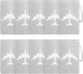 74 Pcs Luggage Tags Gifts -24 Set Silver Airplane Design Luggage Tags for Guests with 24 PcsTags and 24 White Sheer Bags Wedd