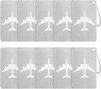 74 Pcs Luggage Tags Gifts -24 Set Silver Airplane Design Luggage Tags for Guests with 24 PcsTags and 24 White Sheer Bags Wedd