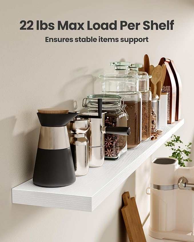 AMADA HOMEFURNISHING 23.6" L Floating Shelves, Wall Shelves Set of 3 for Bathroom/Living Room/Bedroom/Kitchen, White Floating