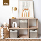 AELS Hand Woven Cotton Baskets for Storage, Cube Storage Bins with Handles, Foldable Collapsible Closet Organizers and Storag