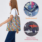 SZUAH Reusable Grocery Shopping Bags 10 Pack, Foldable Tote Bags with Attached Pouch, Machine Washable Nylon Shopping Totes for Groceries, Travel, Beach (40 lbs Capacity)