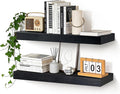 Floating Wall Shelves 24x6.8x1.7 Inch – Solid Wood Rustic Shelves in Black Finish – Wall Mounted Display Shelf for Bathroom, 