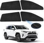ZATOOTO Car Window Shades for Toyota RAV4 2019-2024, Custom Fit Suede Car Window Covers for 100% UV & Privacy Protection, Heat Insulation, 4 Packs Side Window Sun Shade for Family Travel, Baby, Pets