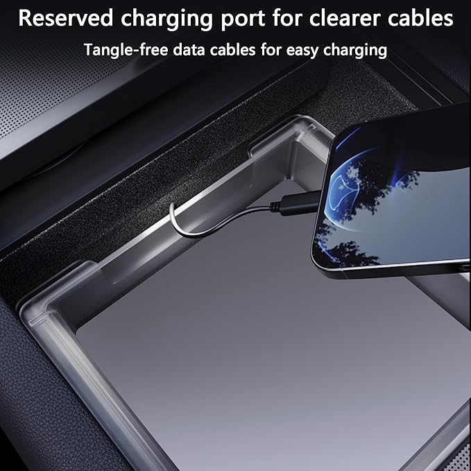 2PC Center Console Organizer Tray for Tesla Model Y Juniper 2025 2026 Flocked Armrest Drawer Storage Box Interior Accessories